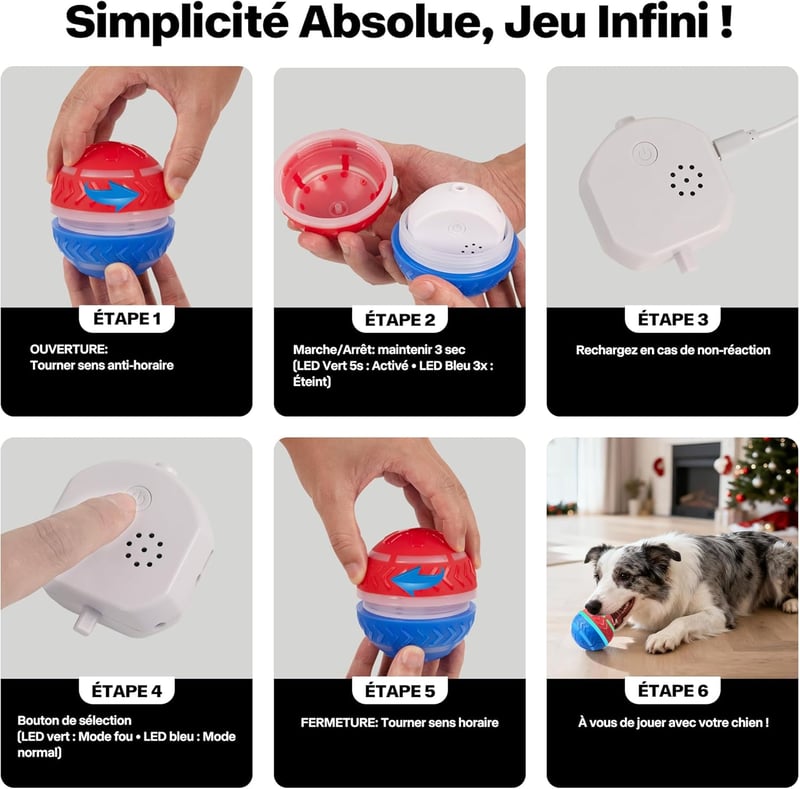 Pet Prime Interaktív Kutyajáték Labda - Önmozgó, LED Fényes, Vízálló IP54, 2 Mód