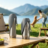Petace 2 v 1 prenosná fľaša na vodu pre psov z nehrdzavejúcej ocele, 750 ml, s miskou na pitie na prechádzky, turistiku a cestovanie v prírode 7
