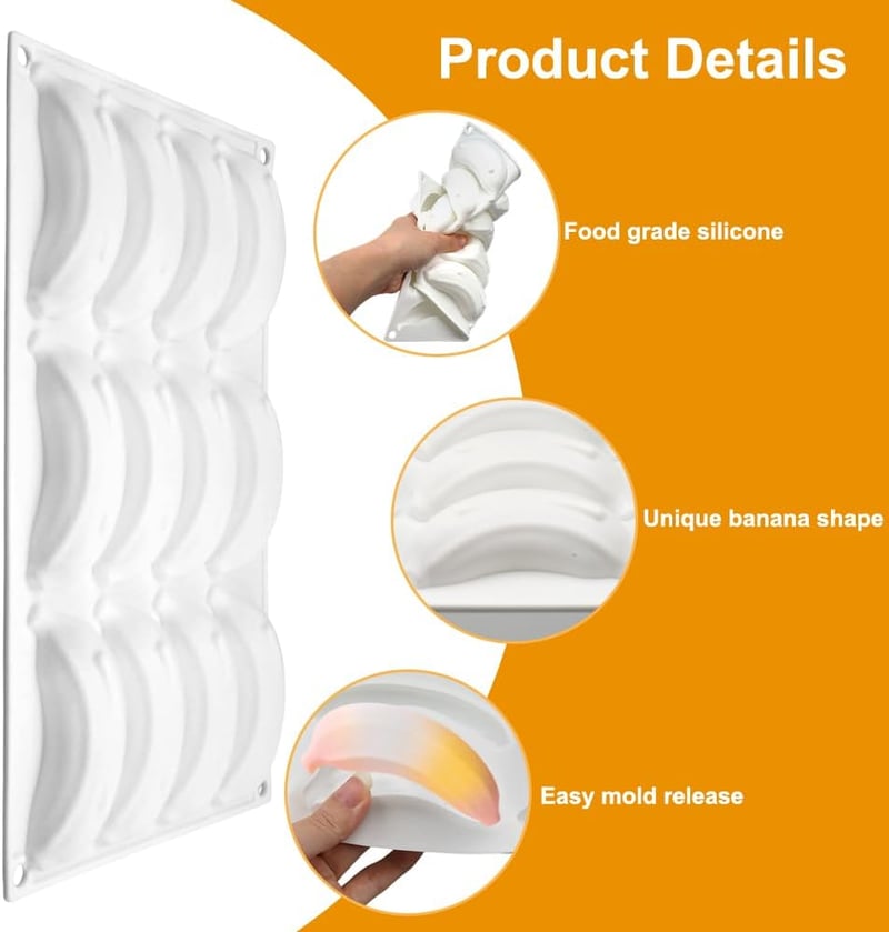 PetGlimmer szilikon forma banán mousse 12 üregű BPA-mentes csokoládé