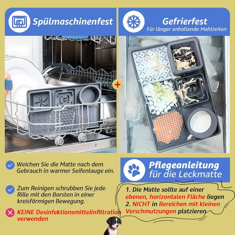 Peticularz Kék Szilikon Nyalómatrac Tapadókorongokkal - Lassú Etetőtál Kutyáknak és Macskáknak - Mosogatógépben Mosható Etetőalátét