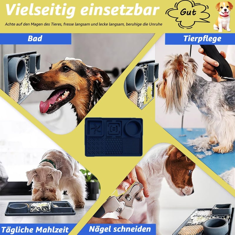 Peticularz Kék Szilikon Nyalómatrac Tapadókorongokkal - Lassú Etetőtál Kutyáknak és Macskáknak - Mosogatógépben Mosható Etetőalátét