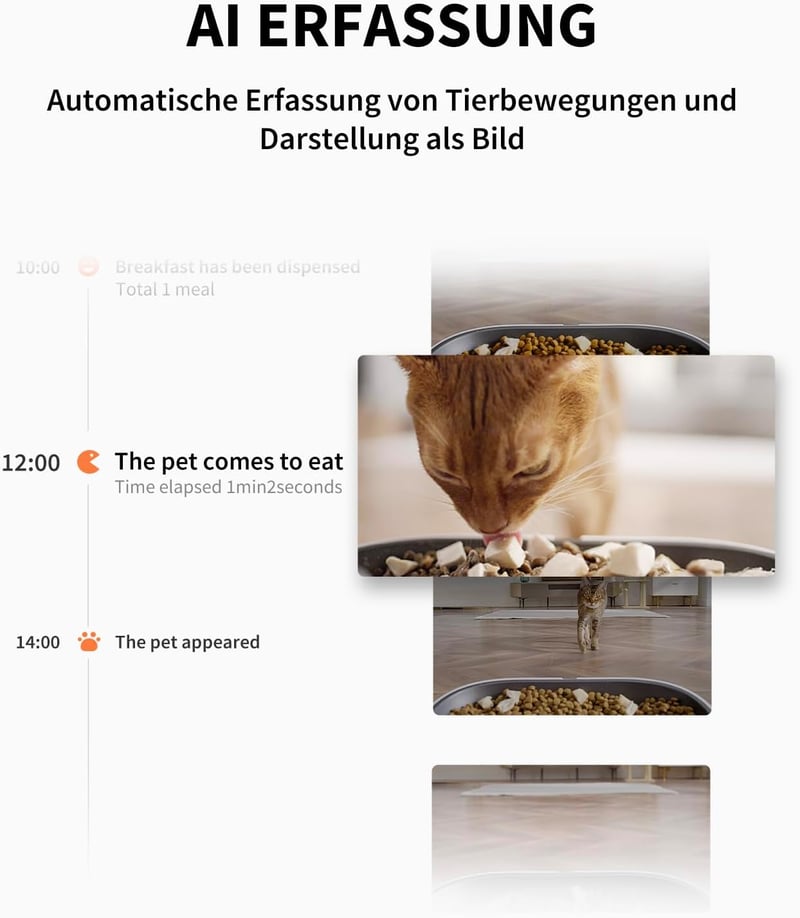 PETKIT Automata Macskaeledel Adagoló 2 Tálcával és Kamerával, 5L Kapacitás