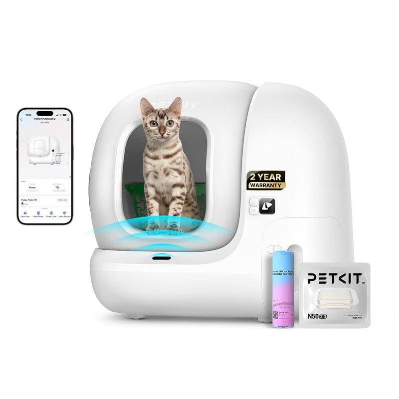 Samočistiaca toaleta pre mačky PETKIT Pura Max 2, extra veľká automatická toaleta 76 l, eliminácia zápachu N50, ovládanie cez aplikáciu, pre viac mačiek, 11 bezpečnostných prvkov
