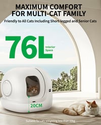Samočistiaca toaleta pre mačky PETKIT Pura Max 2, extra veľká automatická toaleta 76 l, eliminácia zápachu N50, ovládanie cez aplikáciu, pre viac mačiek, 11 bezpečnostných prvkov 5