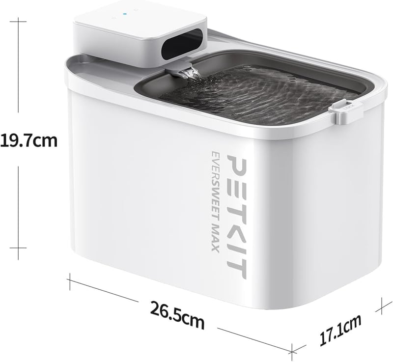 PETKIT Vezeték Nélküli Ivókút Kutyáknak és Macskáknak - 3L Kapacitás, Applikációs Vezérlés, 26 dB Ultra Csendes, 83 Napos Akkumulátor