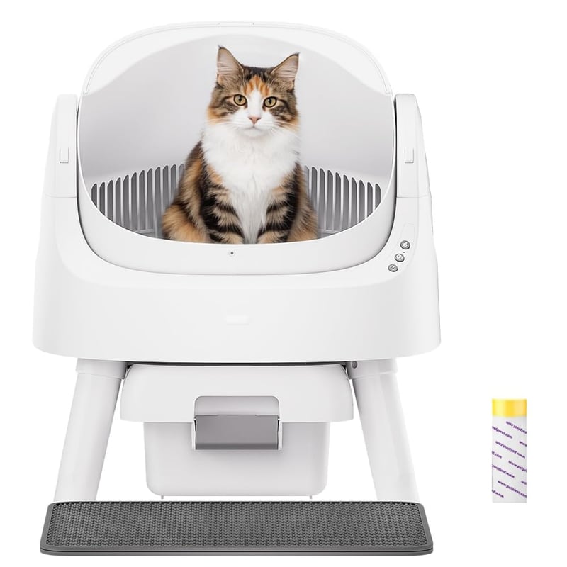 PetPivot Öntisztító Macskatoalett Felső Nyílással, Automatikus és Manuális Mód, Nagy Macskákhoz és Több Macskás Háztartáshoz, Fehér, Nagy Méret