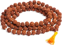 Petrichor Rudraksha Mála 5 mukhi, 108 korálok - hnedá, 8-9 mm 2