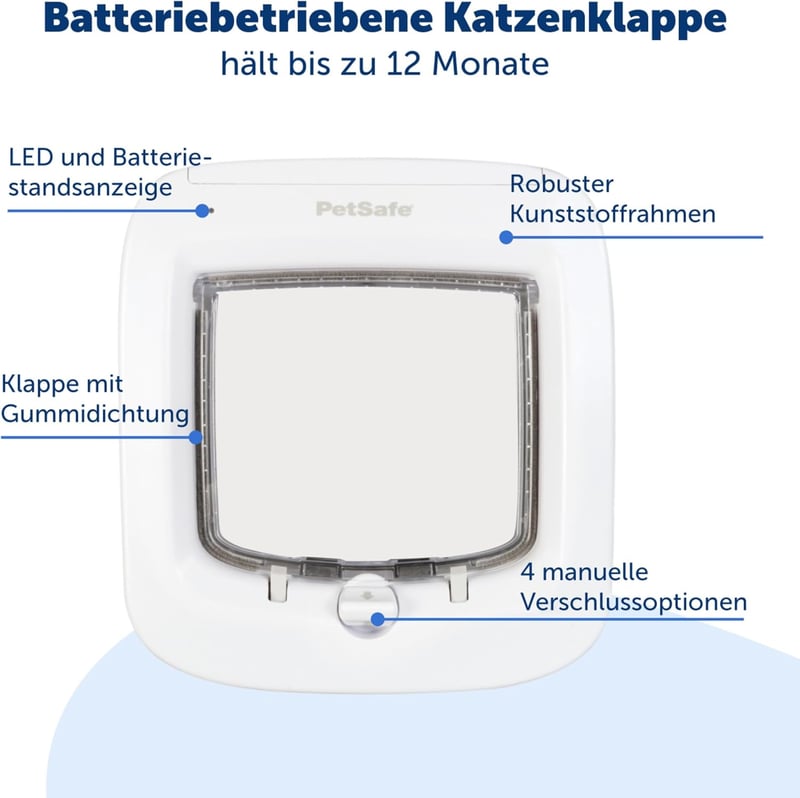 PetSafe Mikrochip Macskaajtó, 4 Irányú Zárral, Elemmel Működő