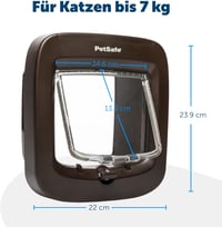 PetSafe Mikrochipes Macskaajtó - Kizárólagos Belépés 7 kg-ig, Egyszerű Telepítés, 4-irányú Zárrendszer, Energiatakarékos, Huzatgátló, Barna 7