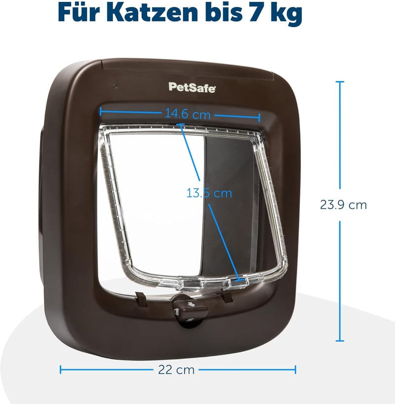 PetSafe Mikrochipes Macskaajtó - Kizárólagos Belépés 7 kg-ig, Egyszerű Telepítés, 4-irányú Zárrendszer, Energiatakarékos, Huzatgátló, Barna