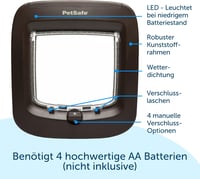 PetSafe Mikrochipes Macskaajtó - Kizárólagos Belépés 7 kg-ig, Egyszerű Telepítés, 4-irányú Zárrendszer, Energiatakarékos, Huzatgátló, Barna 4