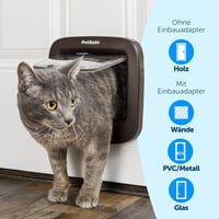 PetSafe Mikrochipes Macskaajtó - Kizárólagos Belépés 7 kg-ig, Egyszerű Telepítés, 4-irányú Zárrendszer, Energiatakarékos, Huzatgátló, Barna 2