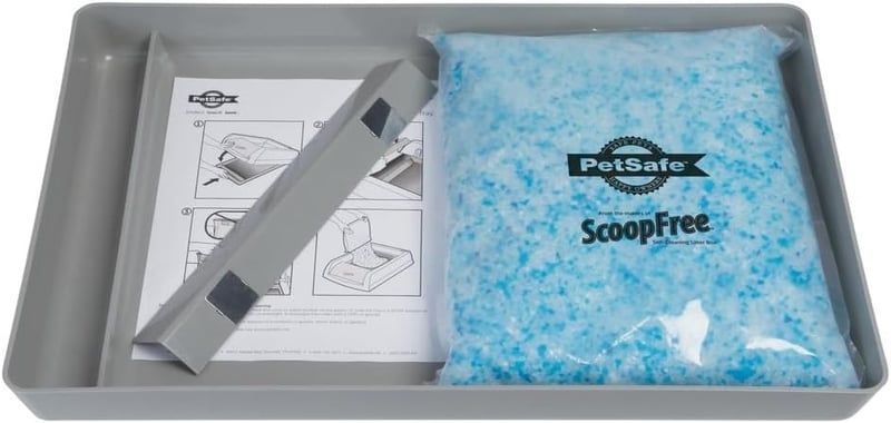 Tavă pentru litieră reîncărcabilă PetSafe ScoopFree cu nisip cristalin, controlul mirosurilor, ușor de curățat, design durabil
