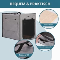 Petsfit prijenosni kavez za velike pse, plišani madrac debljine 3 cm, za unutarnju i vanjsku upotrebu, svijetlosiva boja, 79x53,5x66 cm 3