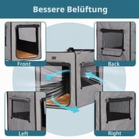 Petsfit prijenosni kavez za velike pse, plišani madrac debljine 3 cm, za unutarnju i vanjsku upotrebu, svijetlosiva boja, 79x53,5x66 cm 6