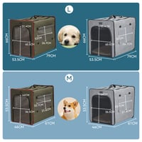 Petsfit prijenosni kavez za velike pse, plišani madrac debljine 3 cm, za unutarnju i vanjsku upotrebu, svijetlosiva boja, 79x53,5x66 cm 2