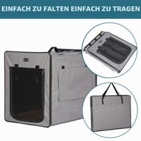 Petsfit prijenosni kavez za velike pse, plišani madrac debljine 3 cm, za unutarnju i vanjsku upotrebu, svijetlosiva boja, 79x53,5x66 cm 5