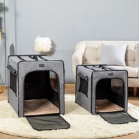 Petsfit prijenosni kavez za velike pse, plišani madrac debljine 3 cm, za unutarnju i vanjsku upotrebu, svijetlosiva boja, 79x53,5x66 cm 8