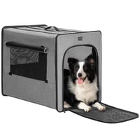 Petsfit prijenosni kavez za velike pse, plišani madrac debljine 3 cm, za unutarnju i vanjsku upotrebu, svijetlosiva boja, 79x53,5x66 cm 9