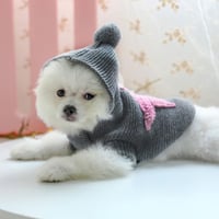 PetSmiler Kutyapulóver Kapucnival - Kötött Téli Ruha Kis Kutyáknak Chihuahua 1,5-10 kg Világosszürke M Méret 4
