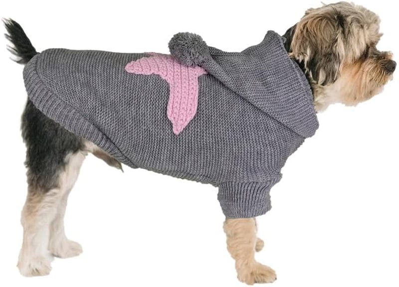 PetSmiler Kutyapulóver Kis Kutyáknak Kapucnival, Meleg Kötött Téli Ruha Kutyáknak és Macskáknak 1,5-10 kg, Világosszürke XL