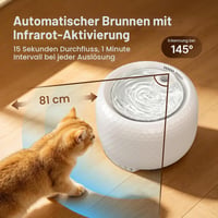 Bezdrôtová fontána pre mačky Petsuper 1,8 l, s batériou 5200 mAh, senzorom, ocenením Red Dot Design, tichým čerpadlom a 3 vymeniteľnými filtrami 2