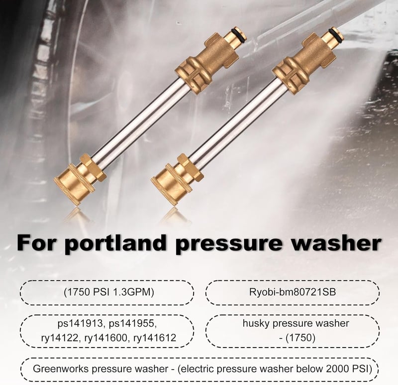 PEUTIER 2 részes nyomásmosó pisztoly adapter 15,4 cm gyorscsatlakozó Greenworks kompatibilis