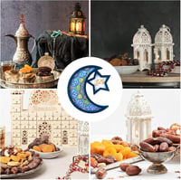 PEUTIER Fa Ramadán Tálca Holddal és Csillaggal, Eid Mubarak Dekoráció 7
