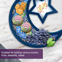 PEUTIER Fa Ramadán Tálca Holddal és Csillaggal, Eid Mubarak Dekoráció 3
