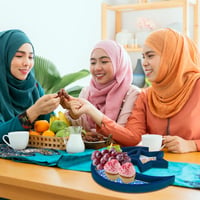 PEUTIER Fa Ramadán Tálca Holddal és Csillaggal, Eid Mubarak Dekoráció 6