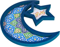 PEUTIER Fa Ramadán Tálca Holddal és Csillaggal, Eid Mubarak Dekoráció 1
