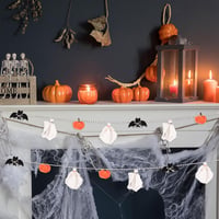 PEUTIER Halloween Dekoráció Fehér Fekete Szellem Tök Füzér Beltéri Kültéri 6