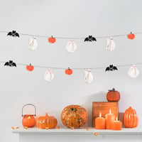 PEUTIER Halloween Dekoráció Fehér Fekete Szellem Tök Füzér Beltéri Kültéri 1