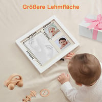 Súprava na odtlačky rúk a nôh PewinGo, sadrový odtlačok s rámikom z pravého dreva, biela, do 24 mesiacov, darček na baby shower, odtlačok labky 6