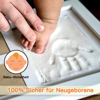 Súprava na odtlačky rúk a nôh PewinGo, sadrový odtlačok s rámikom z pravého dreva, biela, do 24 mesiacov, darček na baby shower, odtlačok labky 2