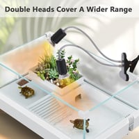 Lampă de terariu cu cap dublu PewinGo pentru reptile, reglabilă, cu 2 becuri halogen de 50W 2