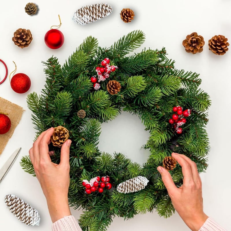 Pextian 28 db Havas Fenyőtoboz Szett - Karácsonyi Dekoráció Függő Zsinórral - Fenyőfa, Adventi Koszorú Díszítés, Téli DIY Kézműves Kellék