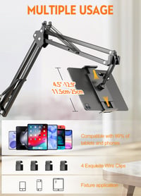 PEYOU Stojan na tablet k posteli a na stôl, 360-stupňový otočný držiak na iPad s pevnou nohou z uhlíkovej ocele, pre telefóny, Kindle a Nintendo Switch s uhlopriečkou 4,6 – 12,9 palca 2