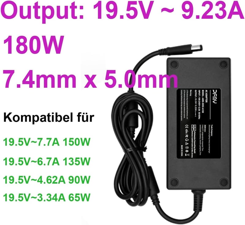 PFMY 180W Dell laptop töltő 19.5V 9.23 tápkábel Alienware Precision Inspiron csere hálózati adapter