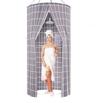 PFOIBOU Okrúhly sprchový záves 100x200 cm sivý, vodoodolný polyester, odolný voči plesniam, prateľný, vhodný na kempovanie, pláž, sprchu alebo toaletu, zabezpečuje súkromie 1