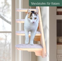 Pfotenolymp Fali Macska Lépcső - Helytakarékos Falra Szerelhető Fa Macskabútor Mászófalhoz - Beltéri Kisállat Kiegészítő Macskáknak - 37 x 8 4