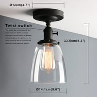 Phansthy Vintage Mennyezeti Függőlámpa Fekete Ipari Loft Stílusú Üveg Csengő 8