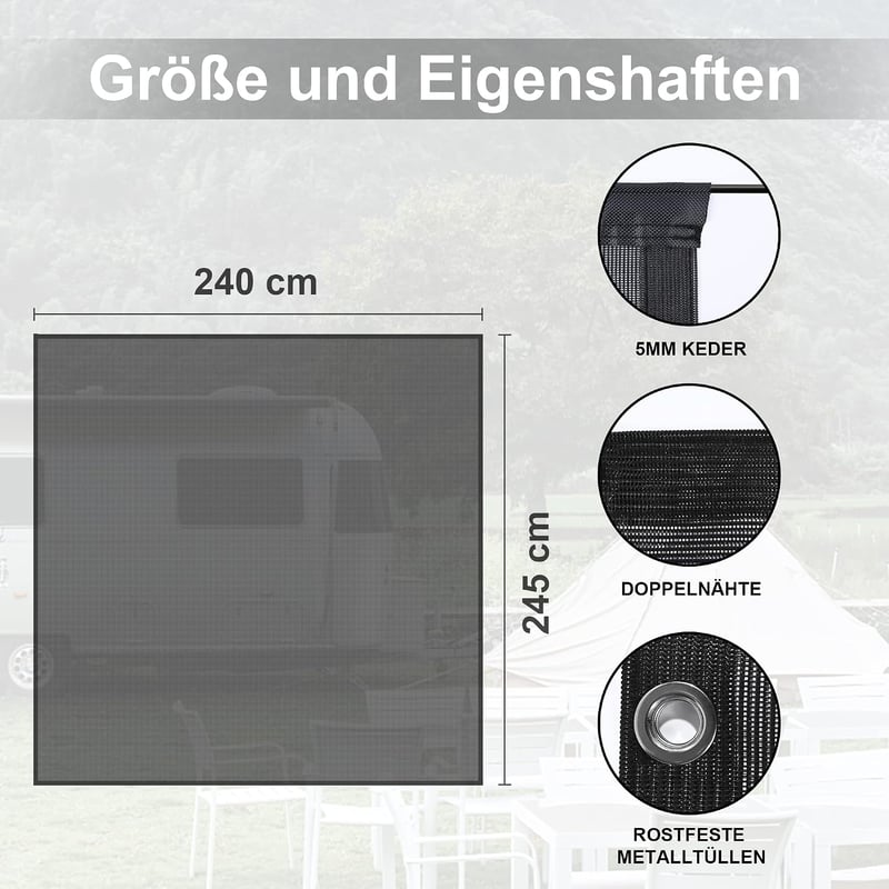 PHATRIP Lakóautó Napellenző Előfal 2.45x2.40m Camping Sátor Oldalfal