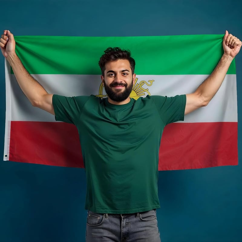 PHENO FLAGS Irán zászló oroszlánnal 90x150 cm, időjárásálló, dupla varrás - Iran Lions