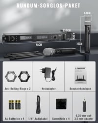 Phenyx Pro PTU-2U Vezeték Nélküli Mikrofon Szett, Dupla Kézi Mikrofon, UHF Technológia, 1000 Csatorna, 100m Hatótáv, Stúdió és Színpad 6
