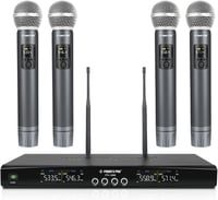 Phenyx Pro PTU-5200 Vezeték Nélküli Mikrofon Szett 4 Mikrofonnal, 25 UHF Frekvenciával, 60m Hatótávval - DJ, Karaoke, Rendezvény, Templom 1