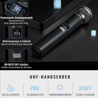 Phenyx Pro PTU-7000-4H Vezeték Nélküli Mikrofonrendszer, 4 Kézi Mikrofon, 160 Csatorna, 100m Hatótáv, Auto Scan, Karaoke, Rendezvény, Templo 3
