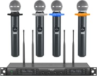 Phenyx Pro PTU-7000-4H Vezeték Nélküli Mikrofonrendszer, 4 Kézi Mikrofon, 160 Csatorna, 100m Hatótáv, Auto Scan, Karaoke, Rendezvény, Templo 1