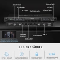 Phenyx Pro PTU-7000B Vezeték Nélküli Mikrofon Szett - 4 Csatornás UHF Rendszer 4 Testpack-kel, Fejhallgatós és Csíptetős Mikrofonokkal, 328  2