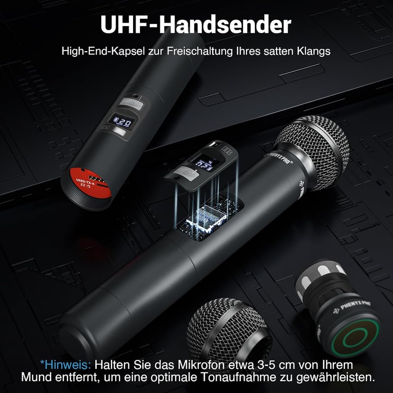 Phenyx Pro PTU-71A Wireless Mikrofon Rendszer 2x UHF Karaoke Egyházi
